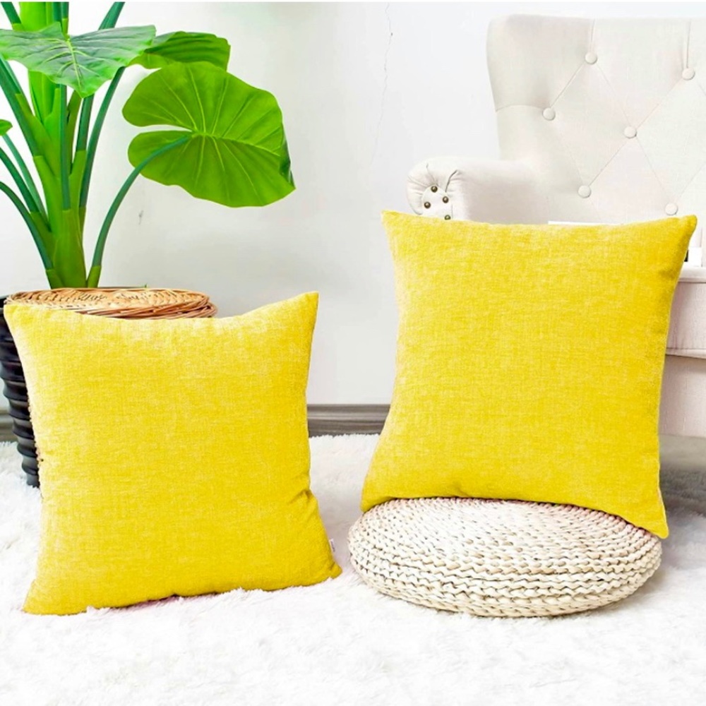 🎉HOST PICK | Luxury Home Chic 🍋 Lemon Yellow Soft Chenille Throw Pillow Covers